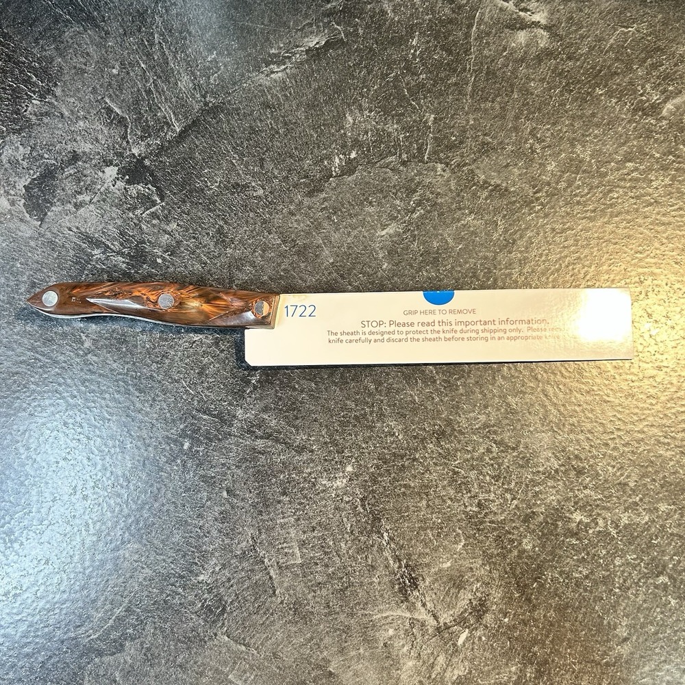 Cutco 1722 Butcher Knife 8 1/4" Stainless Steel Blade Classic Brown Handle EUC‎